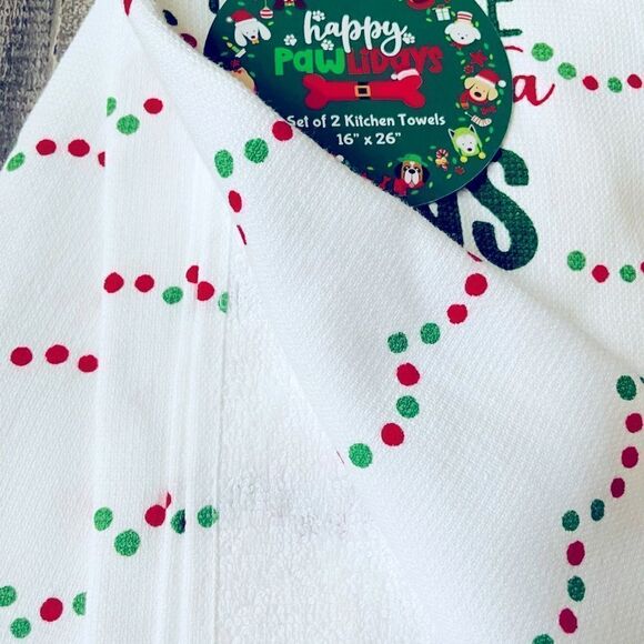 Christmas Dachshund Dog “Believe in Santa Paws” Holiday Kitchen Dish Towels - Picture 3 of 3